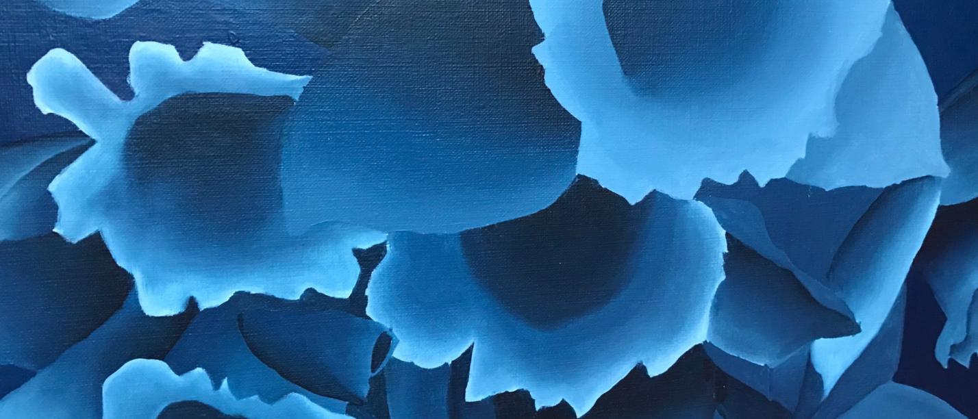 Vazquez_flowers: gemalte dunkelblaue Blumenmotive