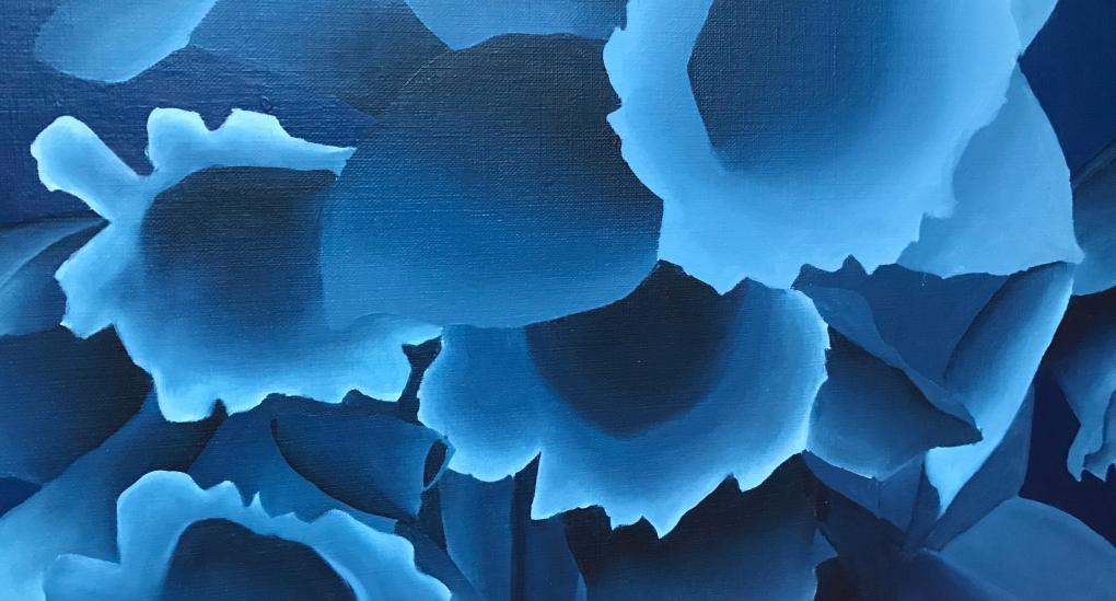 Vazquez_flowers: gemalte dunkelblaue Blumenmotive