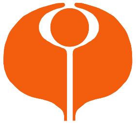 Logo von Pax Christi in orange: kleiner Kreis wird umrahmt von zwei gegengleichen Wegandeutungen in einem Halbkreis. Sie beginnen oben schmal werden rechts und links breiter und ganz unten wieder schmal. Diese berühren den Kreis nicht.