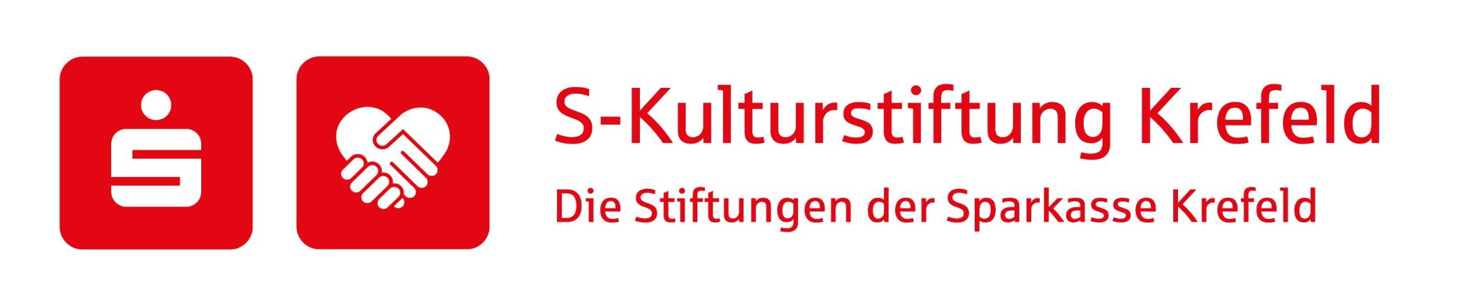 Das Sparkassenlogo neben einem weiteren roten Feld mit weißen Händen, daneben Text